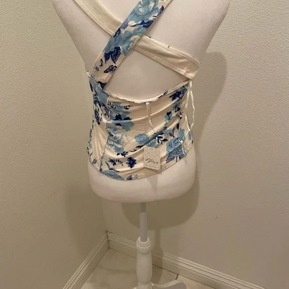 NWT Free People Ivory Toile Combo Floral Butterfly Tank Top Womens​​​​​​​ - Picture 5 of 7
